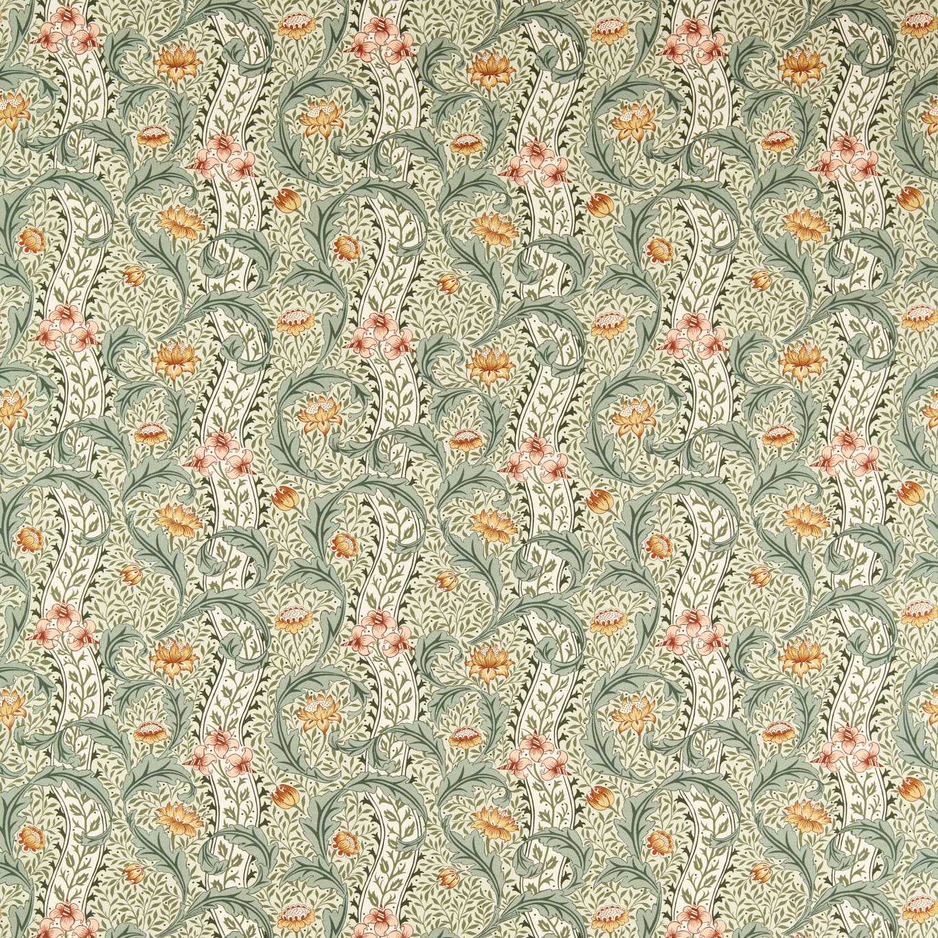 Morris & Co Wild Tulip & Vine Beayleaf/Ochre Fabric Sample MHTF227378