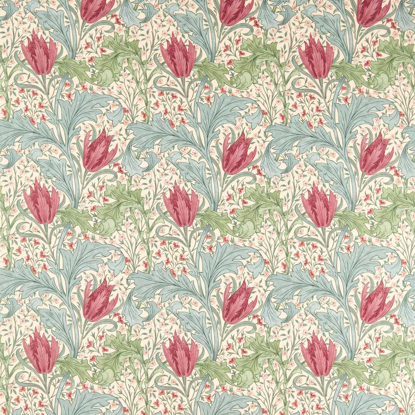 Morris & Co Lent Lily Plum/Bayleaf Fabric Sample MHTF227379