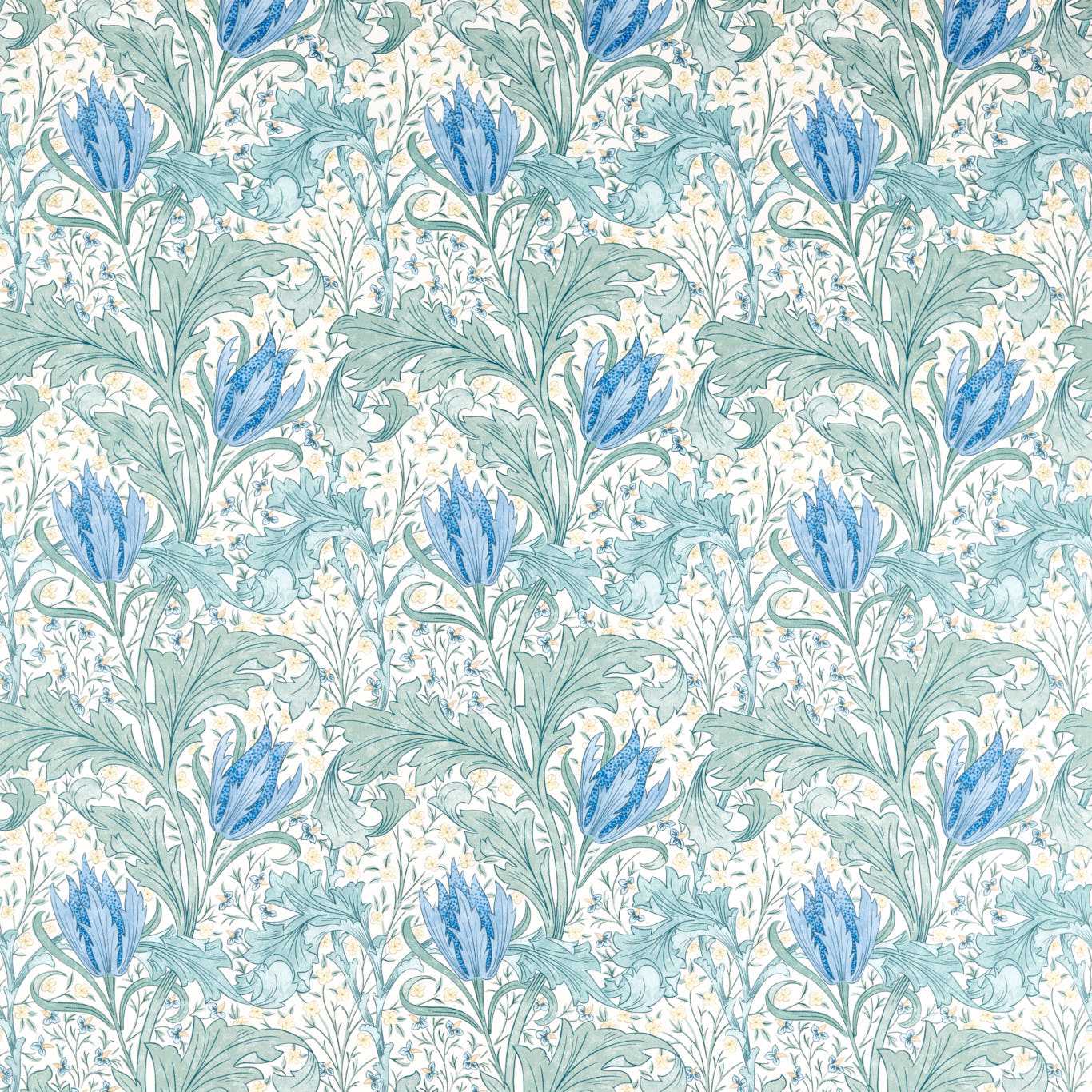 Morris & Co Lent Lily Cornflower Blue Fabric Sample MHTF227380