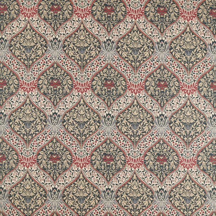 Morris & Co Norbury Weave Slate/Plum Fabric MHTF237654