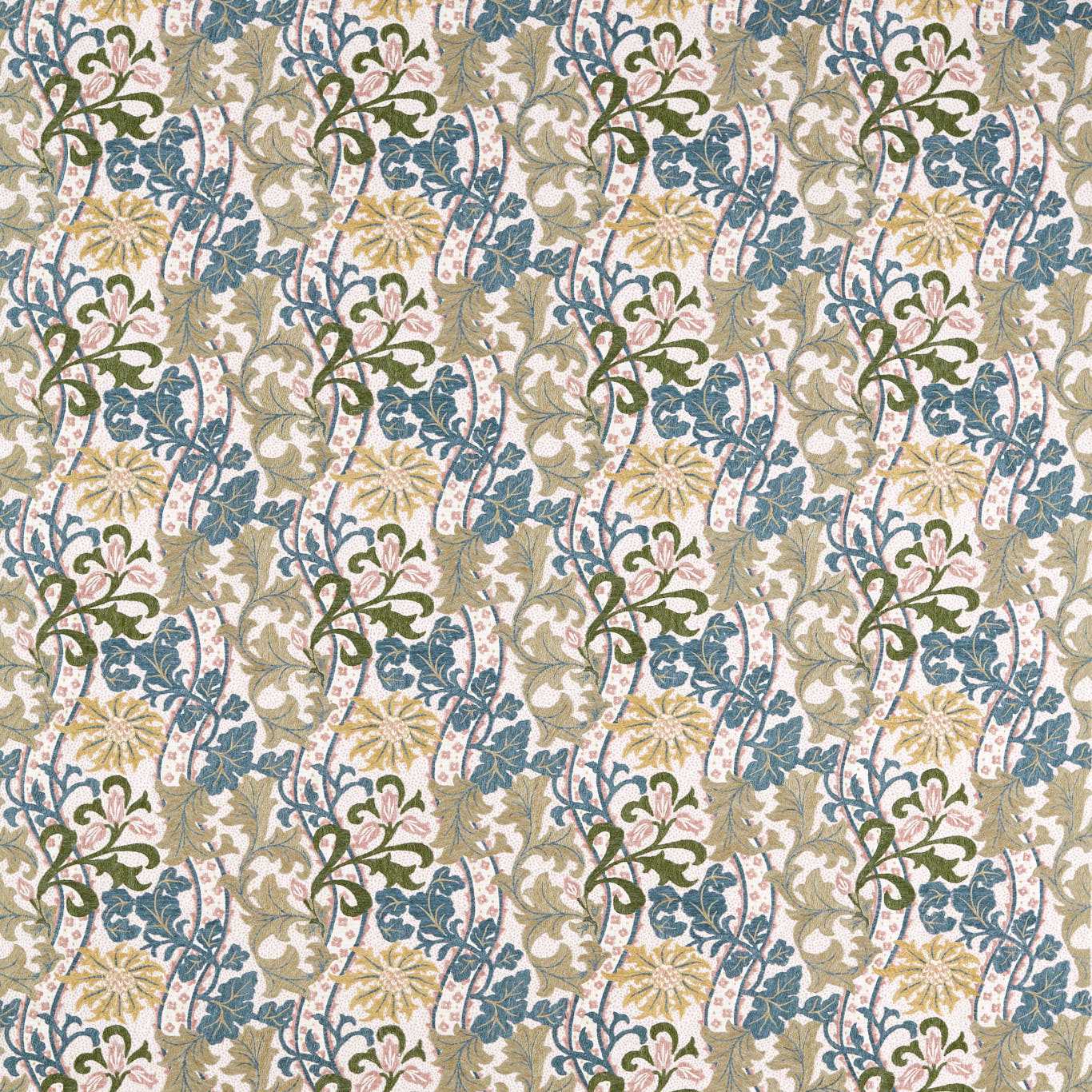 Morris & Co Cornflower Embroidery Lemon/Nettle Fabric MHTF237656