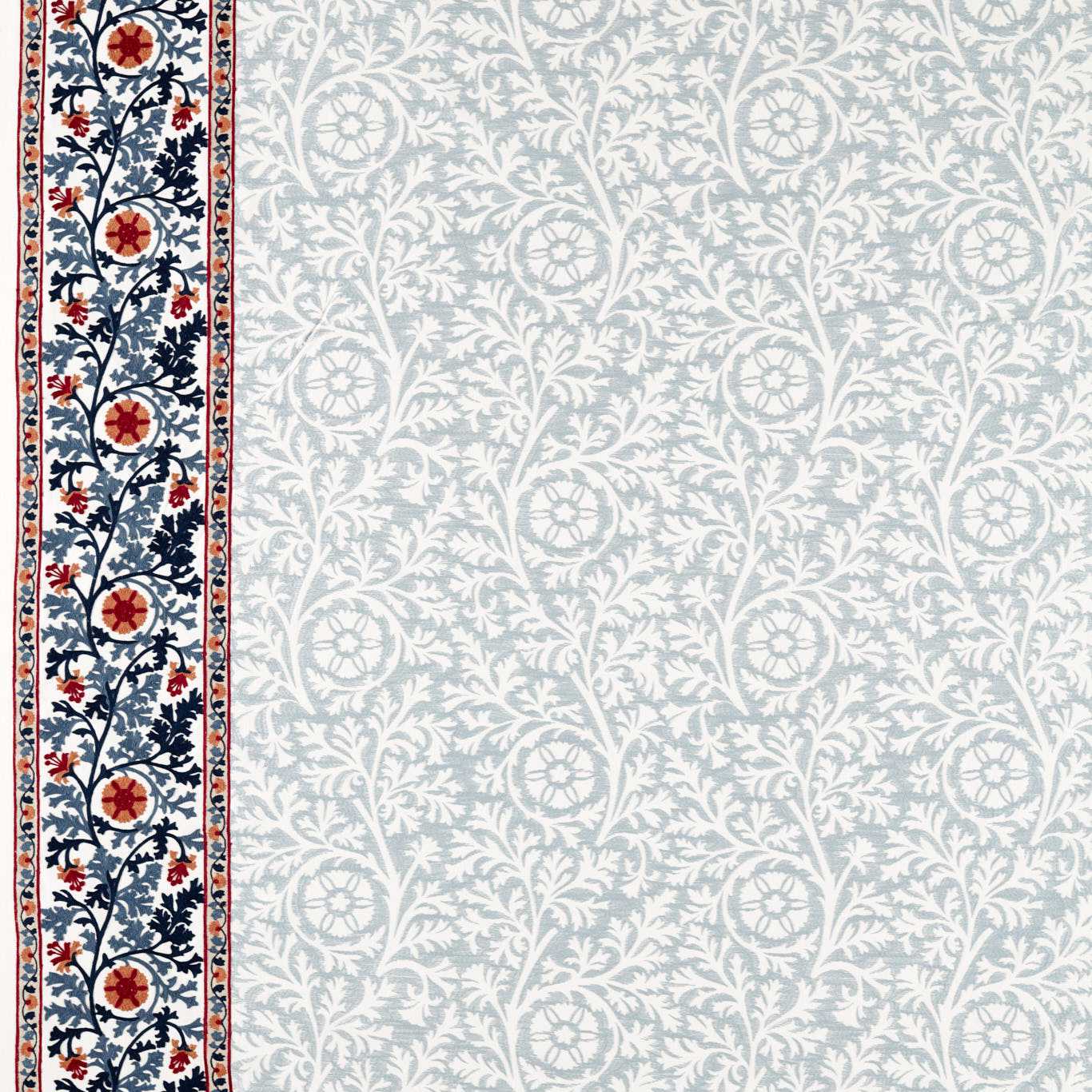 Morris & Co Chamomile Embroidery Woad Fabric Sample MHTF237657