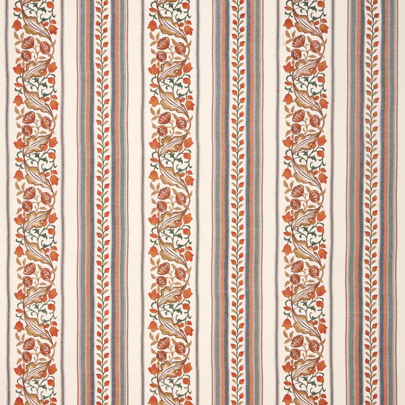 Morris & Co Bluebell & Peony Embroidery Russet/Forest Fabric MHTF237660