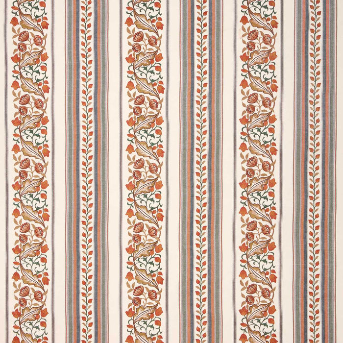 Morris & Co Bluebell & Peony Embroidery Russet/Forest Fabric Sample MHTF237660