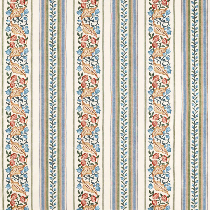 Morris & Co Bluebell & Peony Embroidery Rose/Woad Fabric Sample MHTF237661