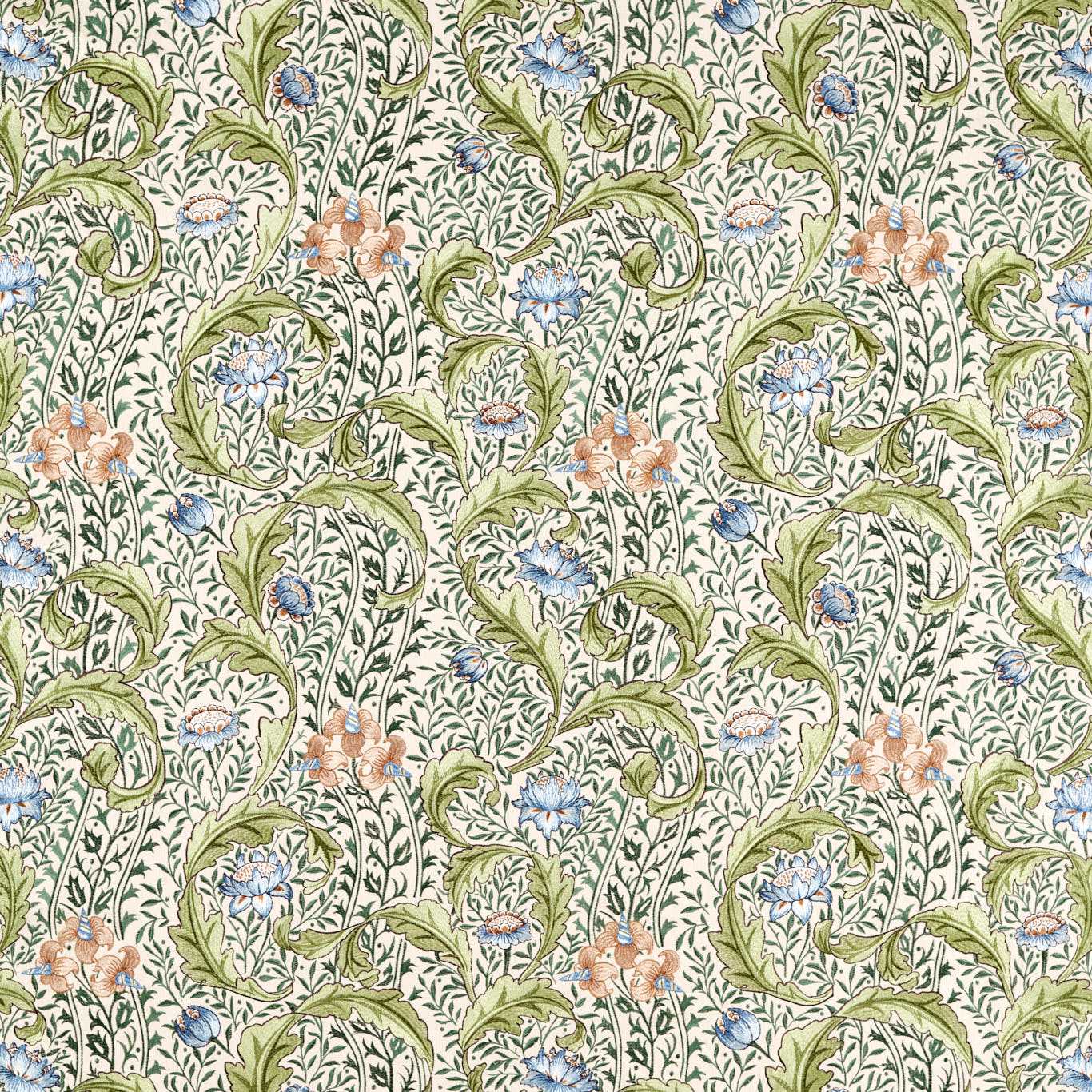 Morris & Co Wild Tulip & Vine Embroidery Nettle / Woad Fabric Sample MHTF237665