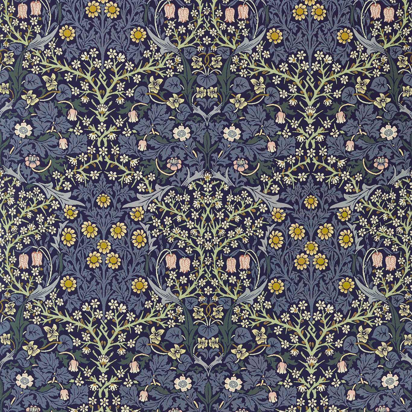 Morris & Co Blackthorn Weave Indigo Fabric Sample MIND237556