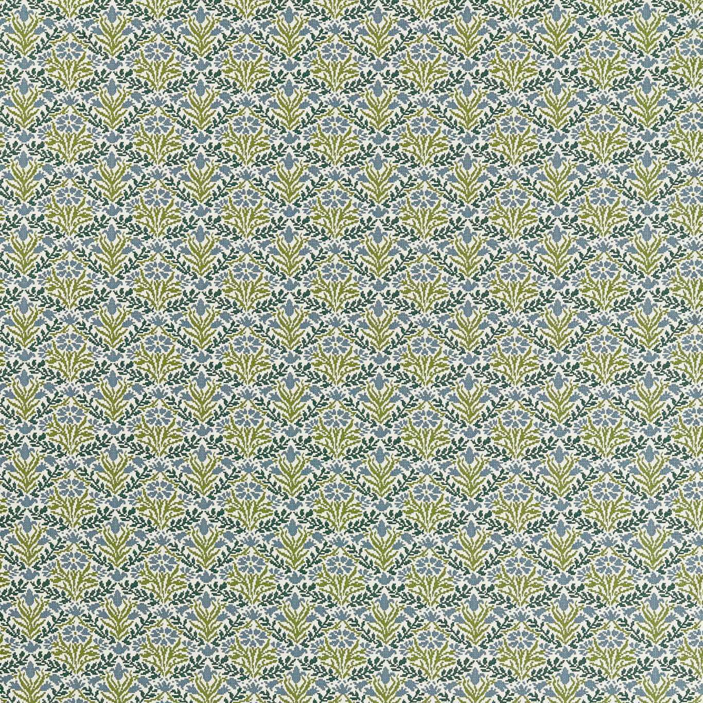 Morris & Co Bellflowers Weave Sky Blue/Forest Fabric Sample MIND237559
