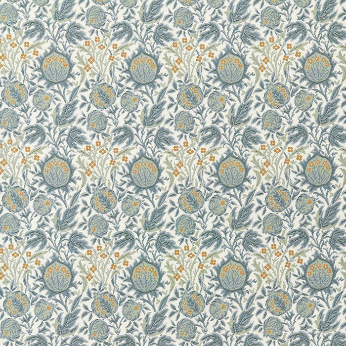 Morris & Co Elmcote Weave Mineral Blue Fabric Sample MIND237563