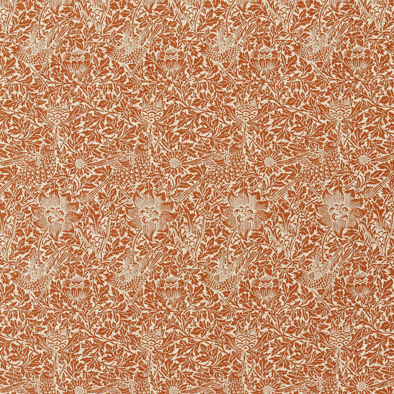 Morris & Co Bird & Anemone Weave Apricot/Linen Fabric Sample MIND237581