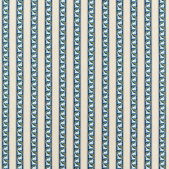 Morris & Co Red Car Stripe Indigo/Linen Fabric Sample MLIF227247