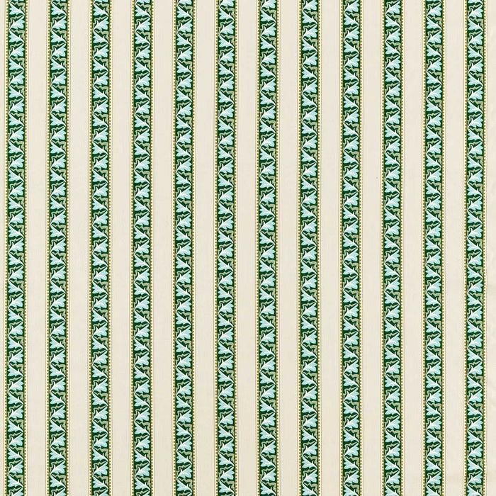 Morris & Co Red Car Stripe Forest/Linen Fabric Sample MLIF227249