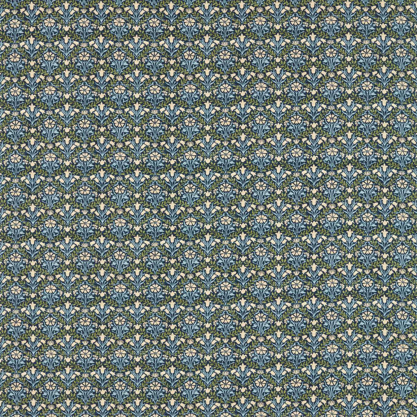 Morris & Co Bellflowers Indigo/Thyme Fabric Sample MLIF227254