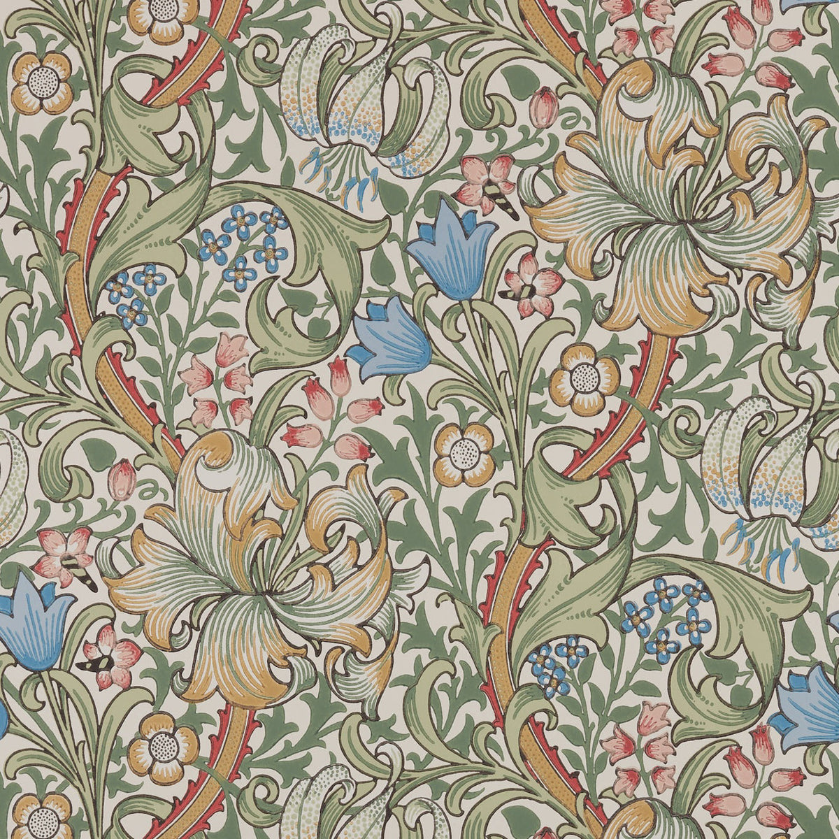 Morris & Co Golden Lily Artichoke MOW0168-03 Wallpaper | 40% Off (Samples)