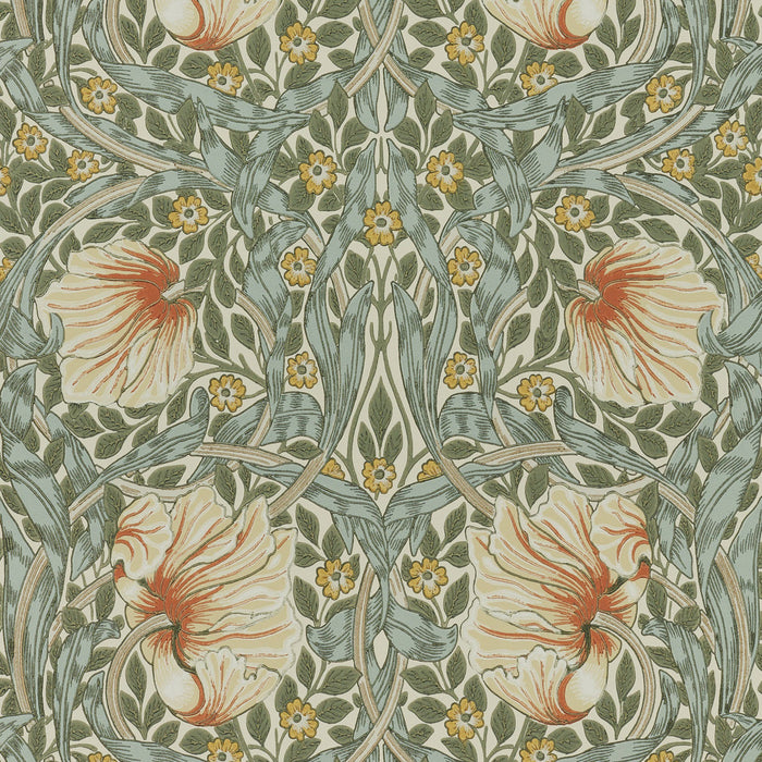 Morris & Co Pimpernel Bayleaf/Chalk Wallpaper MOW0170-01