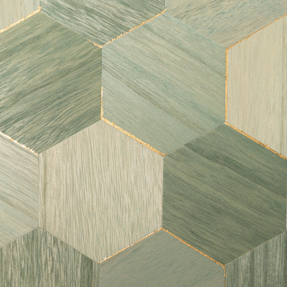 Maya Romanoff Ajiro Honeycomb Queen Green Wallpaper Sample MR-AZ-1667-G