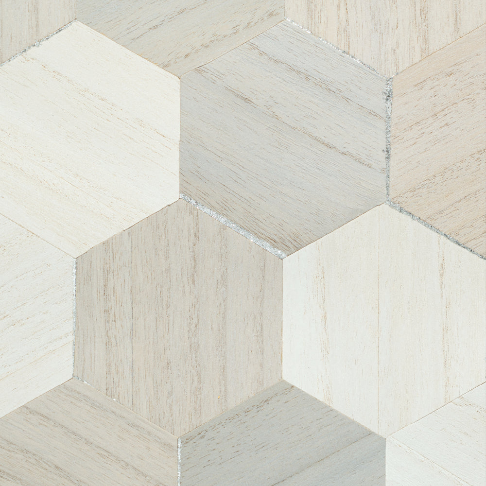 Maya Romanoff Ajiro Honeycomb White Hive Wallpaper Sample MR-AZ-1X15-S