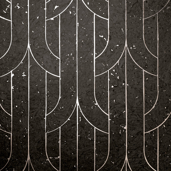 Maya Romanoff Porto Deco Brut Black Wallpaper Sample MR-PD-1109