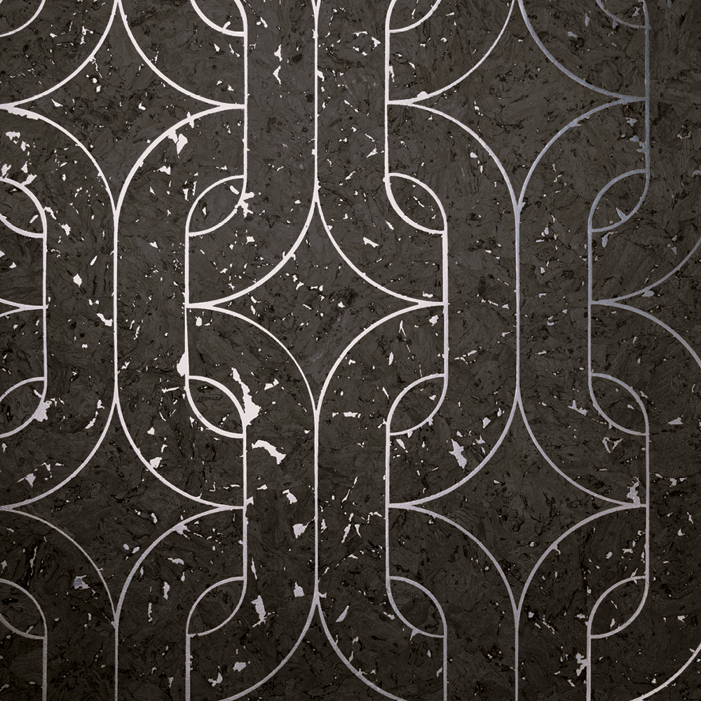Maya Romanoff Porto Elo Brut Black Wallpaper Sample MR-PE-1109