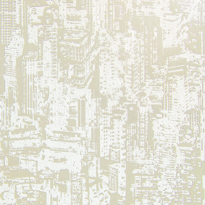 Maya Romanoff Serigraph CityScape Adorned Vanilla Wallpaper Sample MR-SPC-1X14
