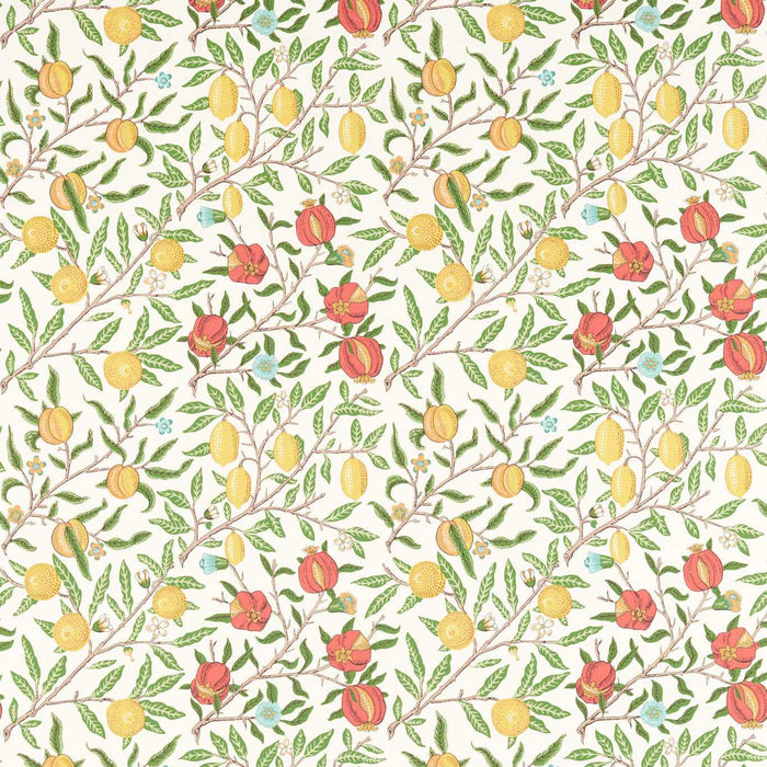 Morris & Co Fruit Leaf Green/Madder Fabric Sample MSIM226907