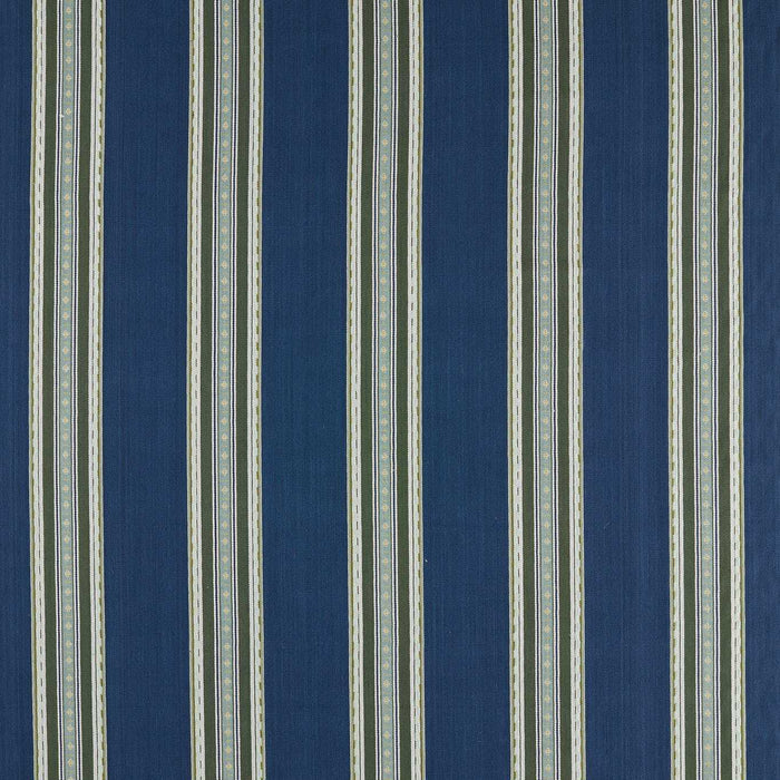 Morris & Co Pimlico Stripe Indigo/Forest Fabric Sample MSTR237692