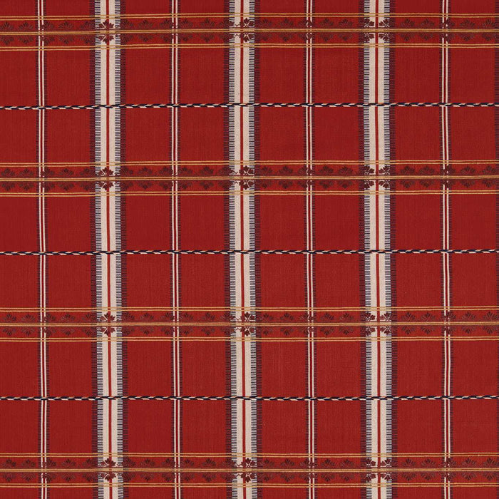 Morris & Co Hanover Check Madder Fabric Sample MSTR237695