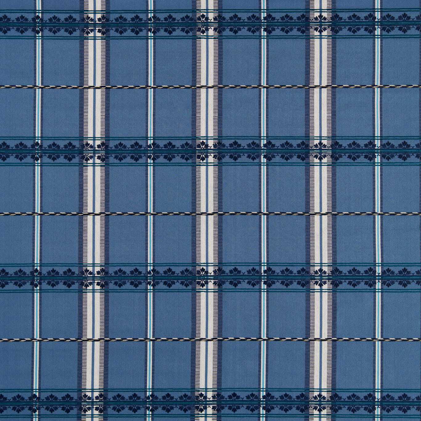 Morris & Co Hanover Check Indigo Fabric Sample MSTR237696