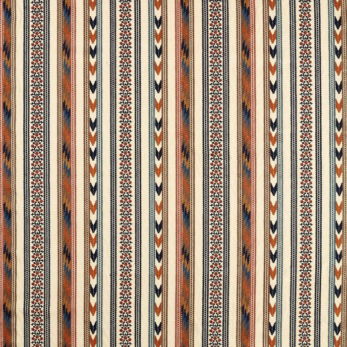 Morris & Co Bloomsbury Stripe Russet/Indigo Fabric MSTR237702