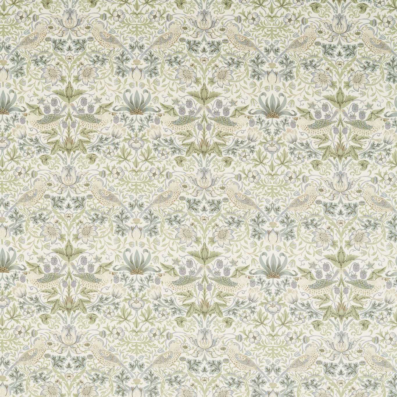 Morris & Co Strawberry Thief Ww Lilac/Sage Fabric Sample MSWW227288