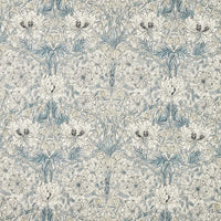 Morris & Co Pure Honeysuckle & Tulip Ww Mineral Blue/Cream Fabric MSWW227290