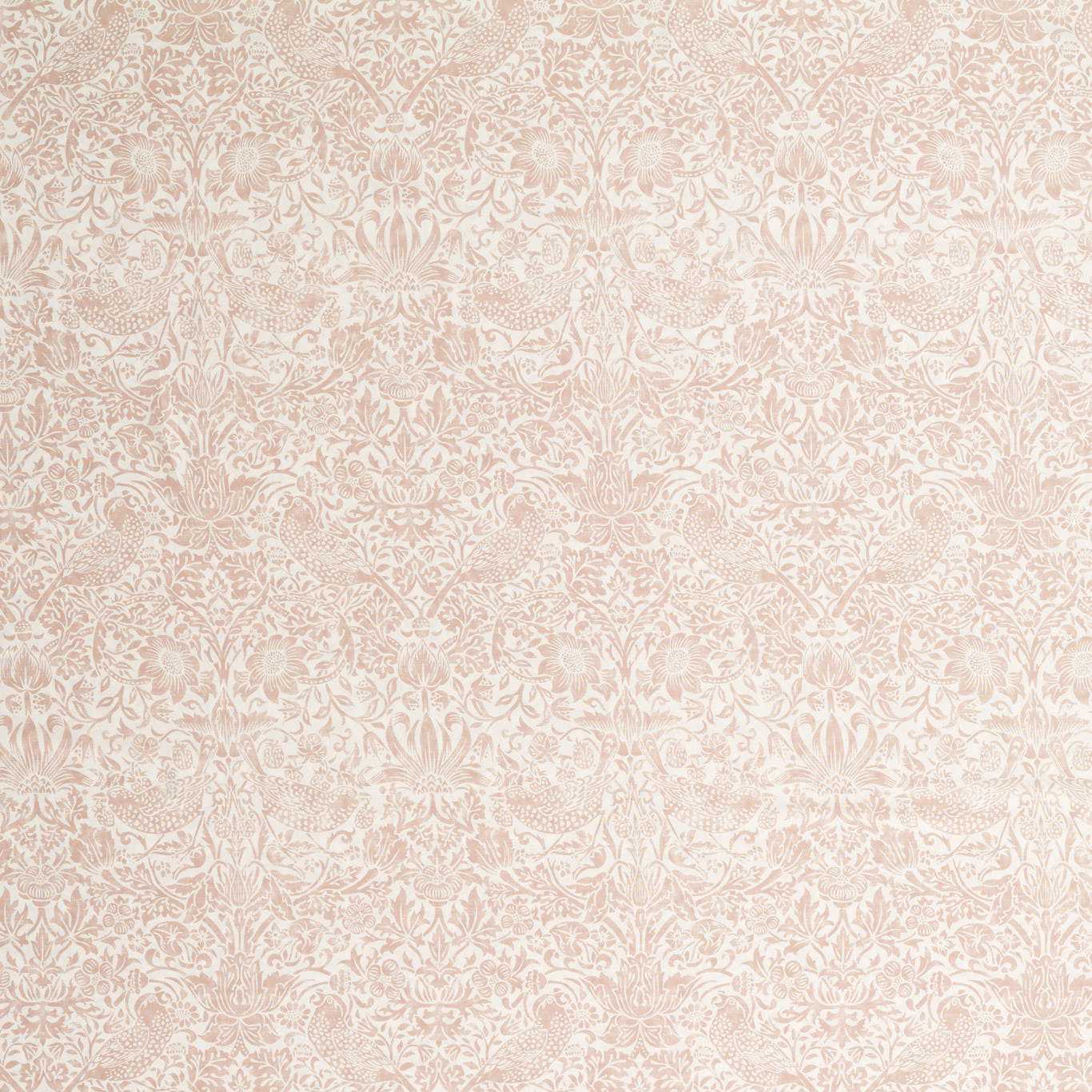 Morris & Co Pure Strawberry Thief Sheer Ww Blush Fabric Sample MSWW227299