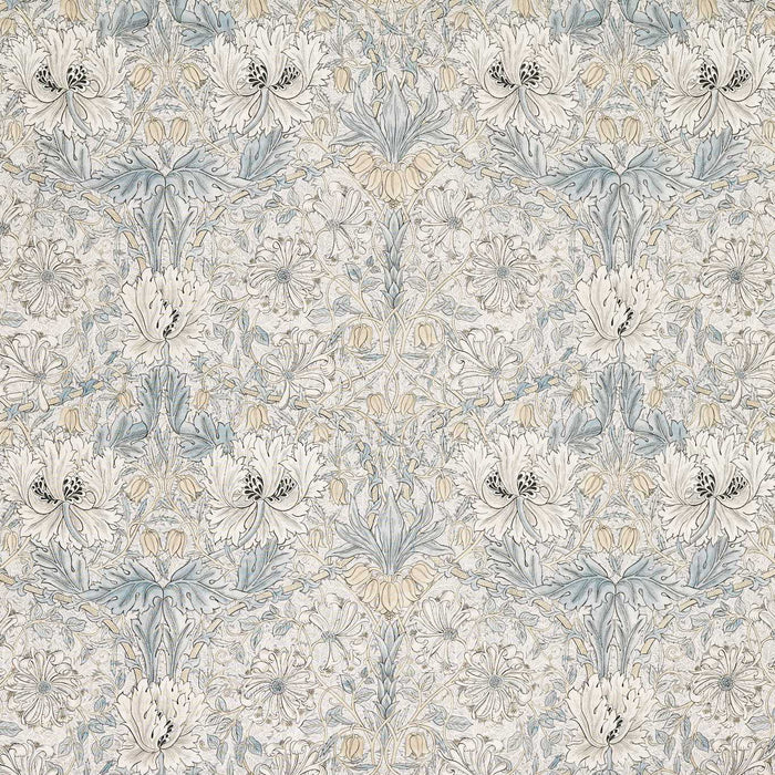 Morris & Co Pure Honeysuckle & Tulip Sheer Ww Soft Blue/Linen Fabric Sample MSWW227300