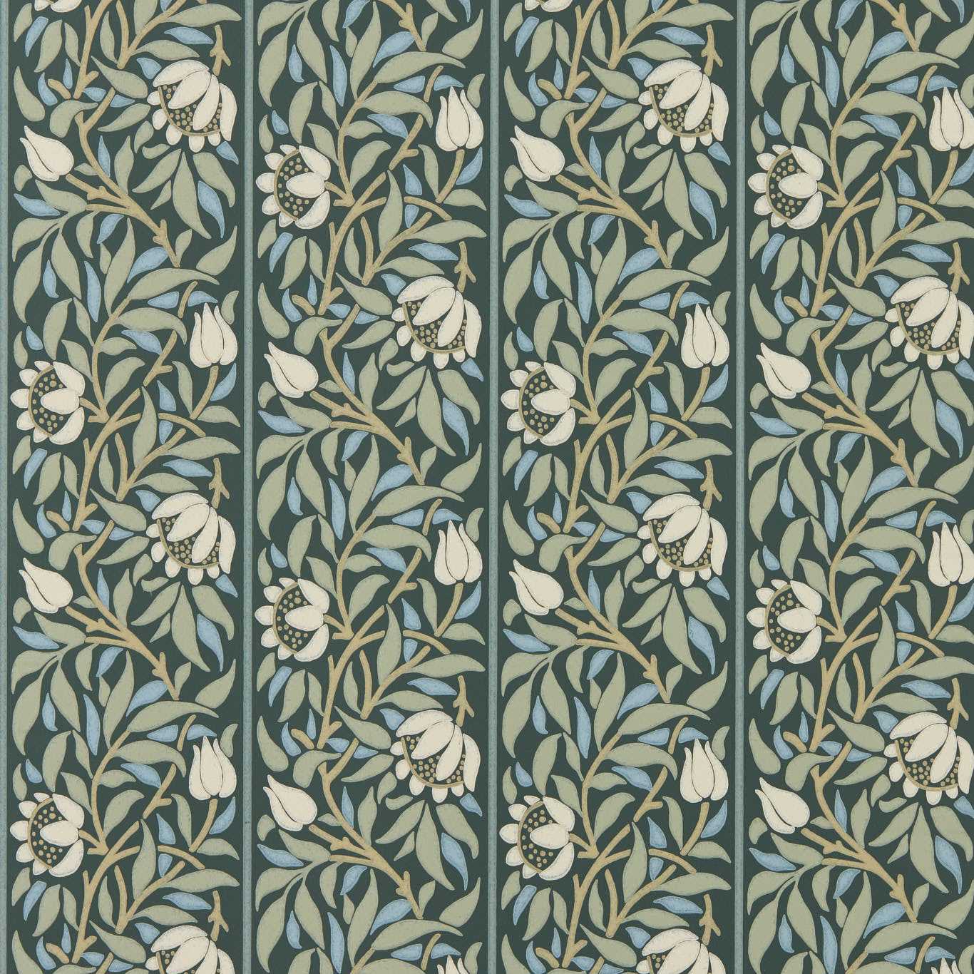 Morris & Co Peony Trellis Bayleaf/Slate Wallpaper Sample MUNW217571