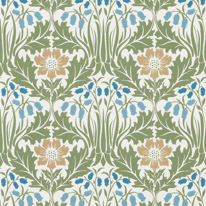 Morris & Co Woodbell & Anemone Woad/Nettle Wallpaper Sample MUNW217572