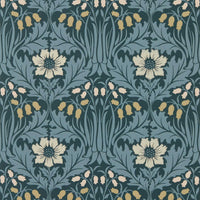 Morris & Co Woodbell & Anemone Indigo Wallpaper MUNW217574