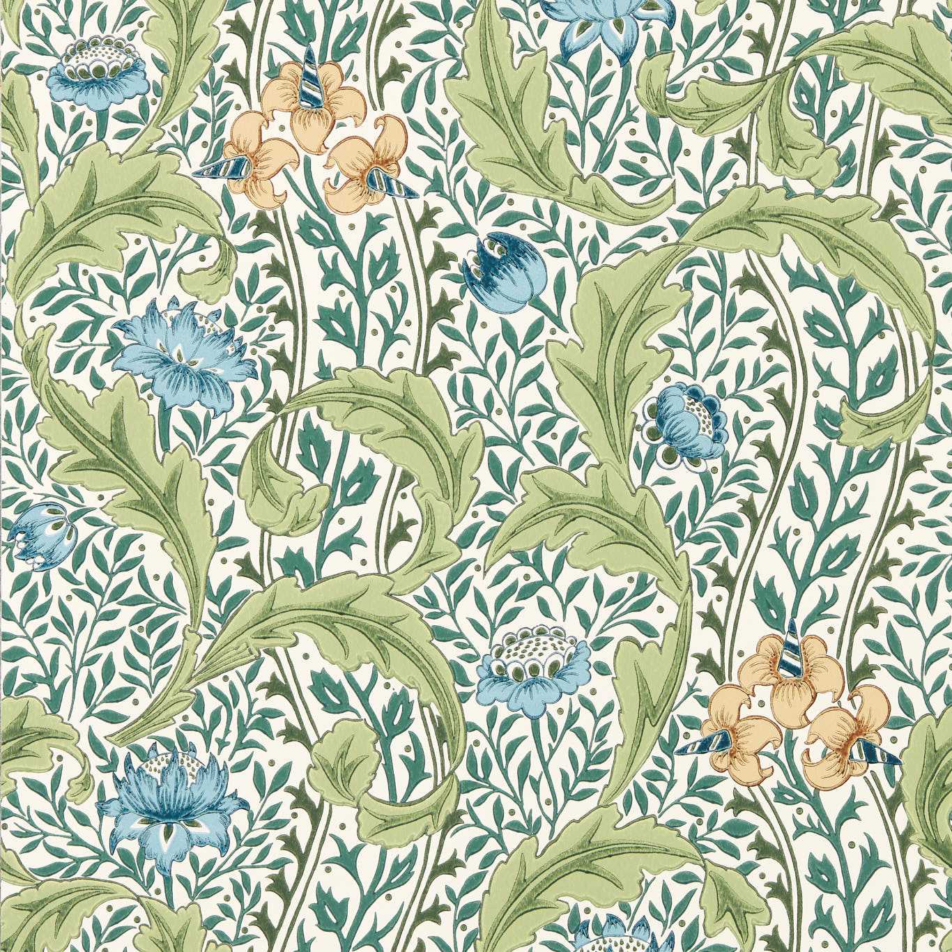 Morris & Co Wild Tulip & Vine Nettle/Woad Wallpaper Sample MUNW217577