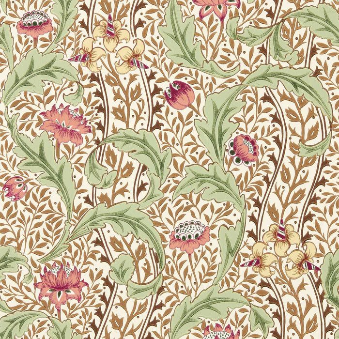 Morris & Co Wild Tulip & Vine Rose/Linen Wallpaper Sample MUNW217579