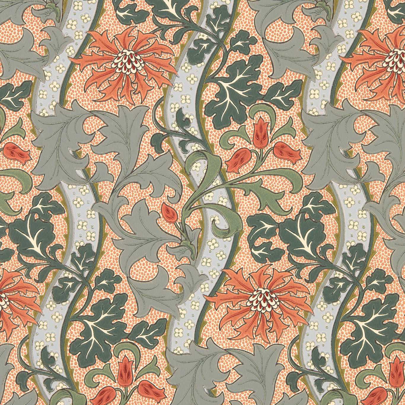 Morris & Co Cornflower Russet/Teal Wallpaper Sample MUNW217581