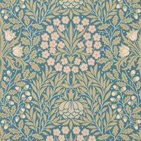 Morris & Co Daisy & Oak Powder Blue/Blush Wallpaper MUNW217584