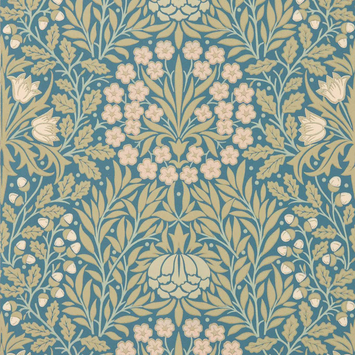 Morris & Co Daisy & Oak Powder Blue/Blush Wallpaper Sample MUNW217584