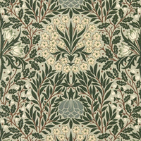 Morris & Co Daisy & Oak Sage/Forest Wallpaper MUNW217585