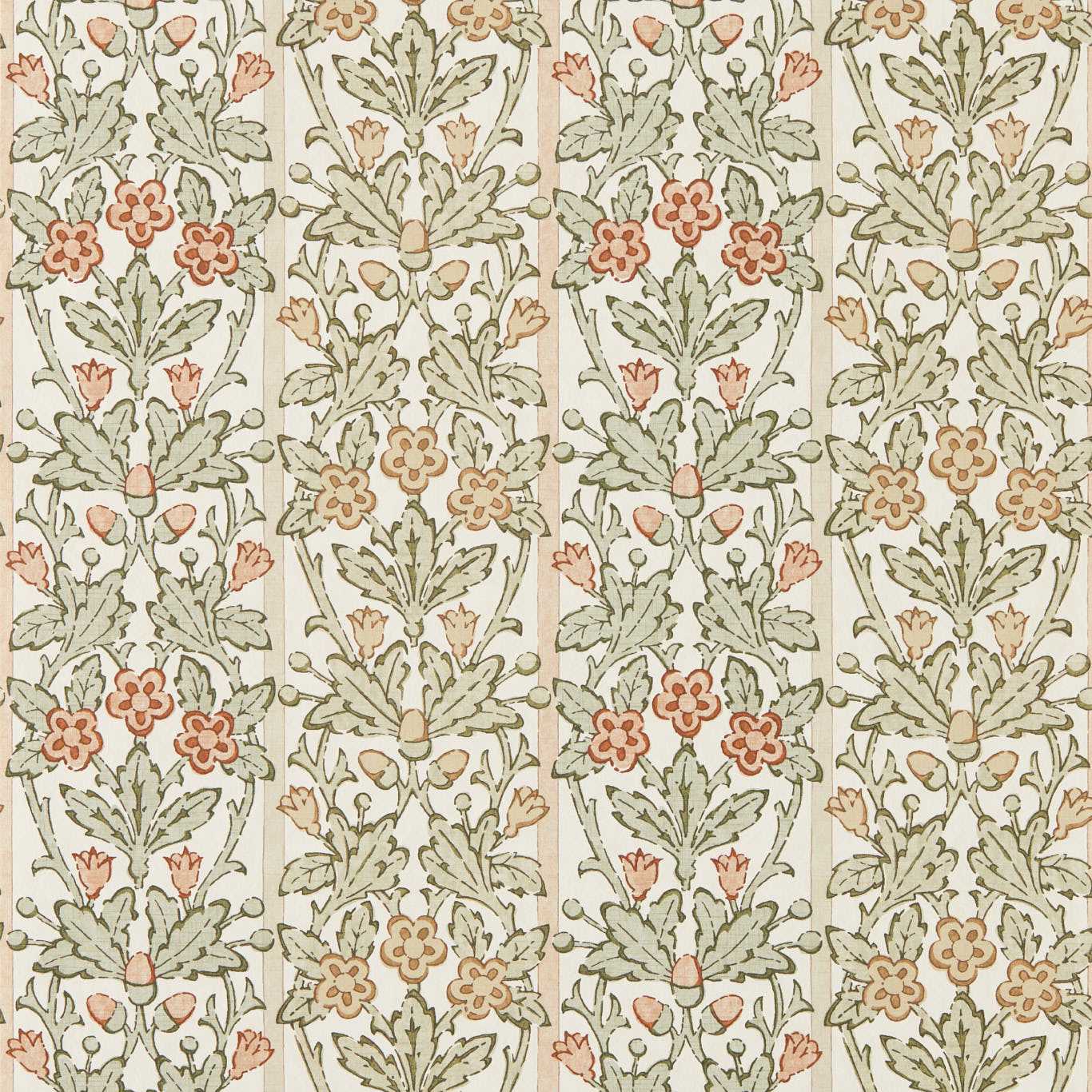Morris & Co Oak & Blossom Chestnut/Primrose Wallpaper Sample MUNW217589