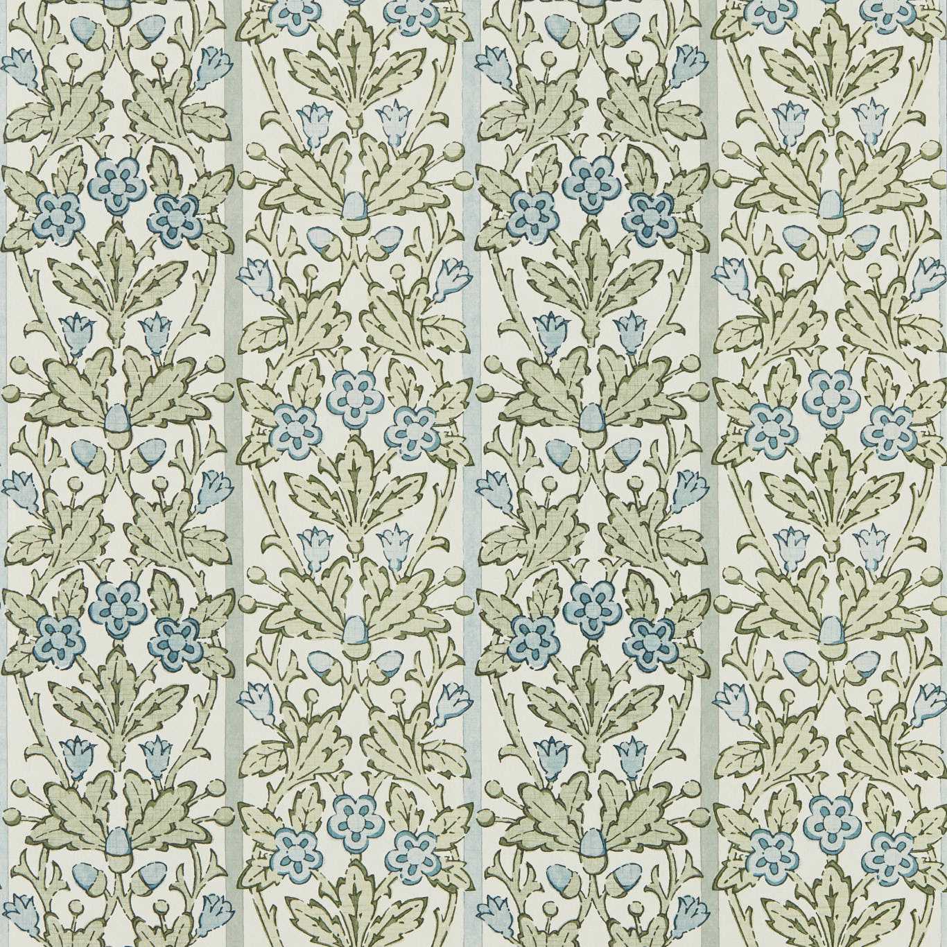 Morris & Co Oak & Blossom Thyme/Woad Wallpaper Sample MUNW217590