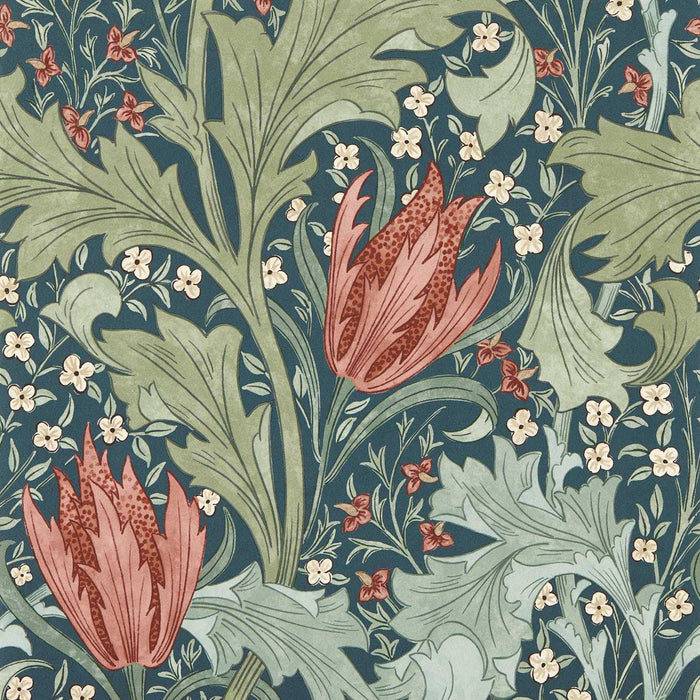 Morris & Co Lent Lily Indigo/Madder Wallpaper Sample MUNW217595