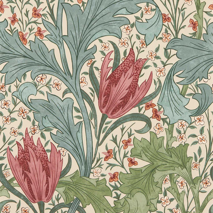 Morris & Co Lent Lily Plum/Bayleaf Wallpaper Sample MUNW217596