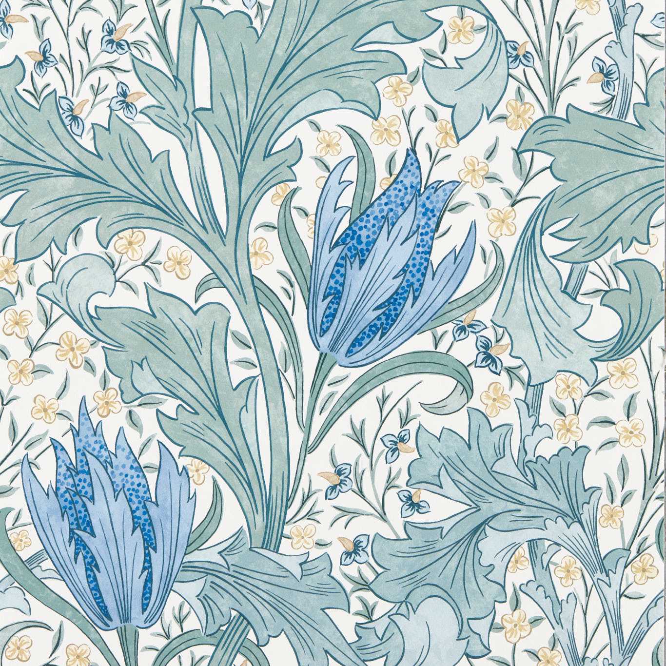 Morris & Co Lent Lily Cornflower Blue Wallpaper Sample MUNW217597