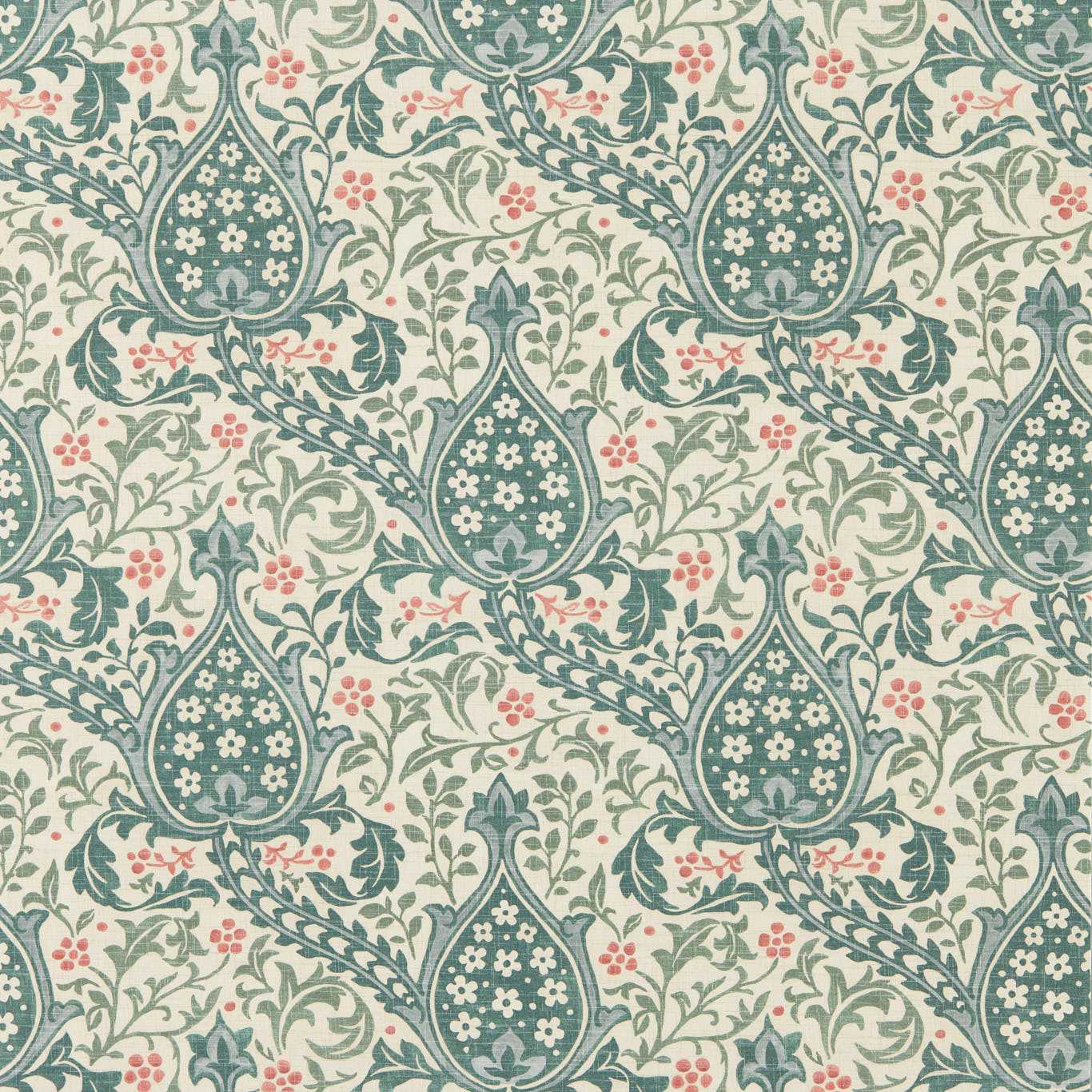 Morris & Co Persian Tulip Teal Wallpaper Sample MUNW217599