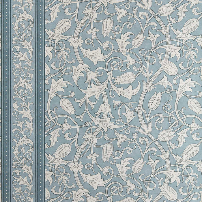 Morris & Co Etched Scrolling Tulip Faded Indigo Wallpaper Sample MUNW217604