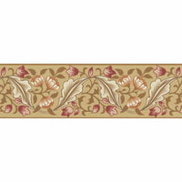 Morris & Co Bluebell & Peony Border Gold/Madder Wallpaper MUNW217608